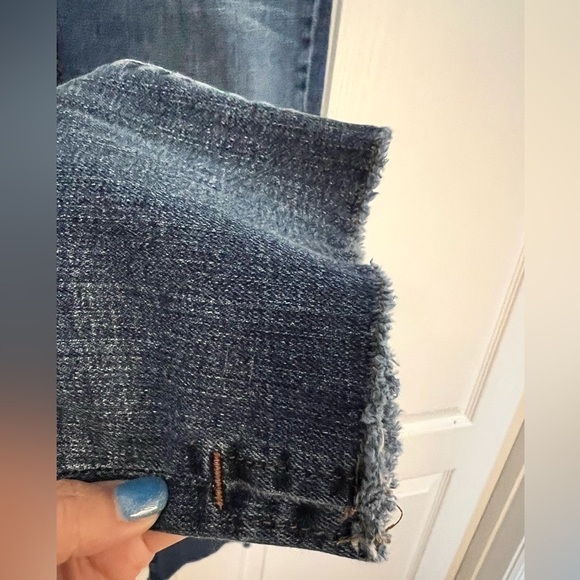 EILEEN FISHER 8 Dark Wash Raw-Hem Jeans - Picture 3 of 8